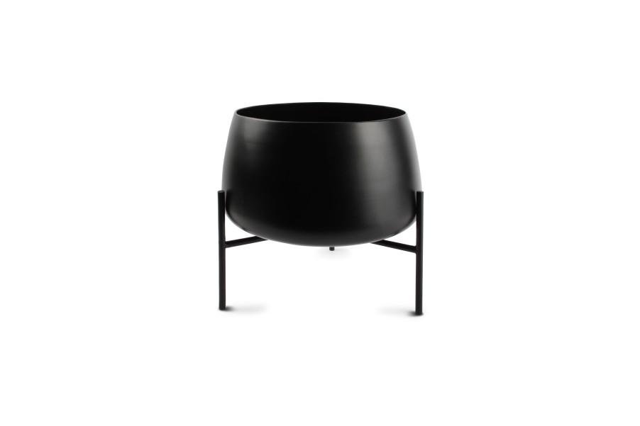 Home & Living Salt&Pepper | Plant Pot On Stand Round Mat Black Patio - Set/2