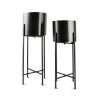 Home & Living Salt&Pepper | Plant Pot On Stand Cylinder Black Patio - Set/2