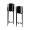 Home & Living Salt&Pepper | Plantpot On Stand Cylinder Mat Black Patio -Set/2