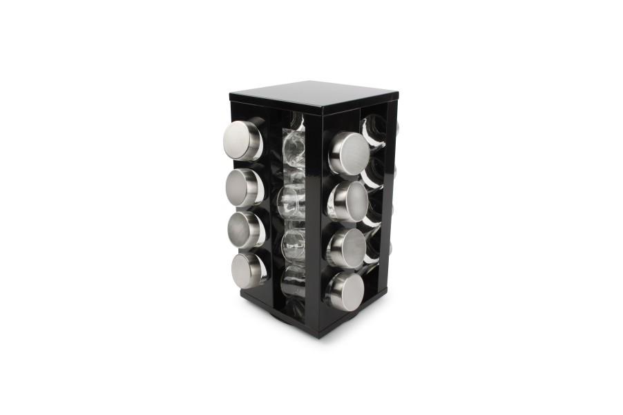 Kitchen & Cooking Salt&Pepper | Spice Rack 17 Pieces Black Soho