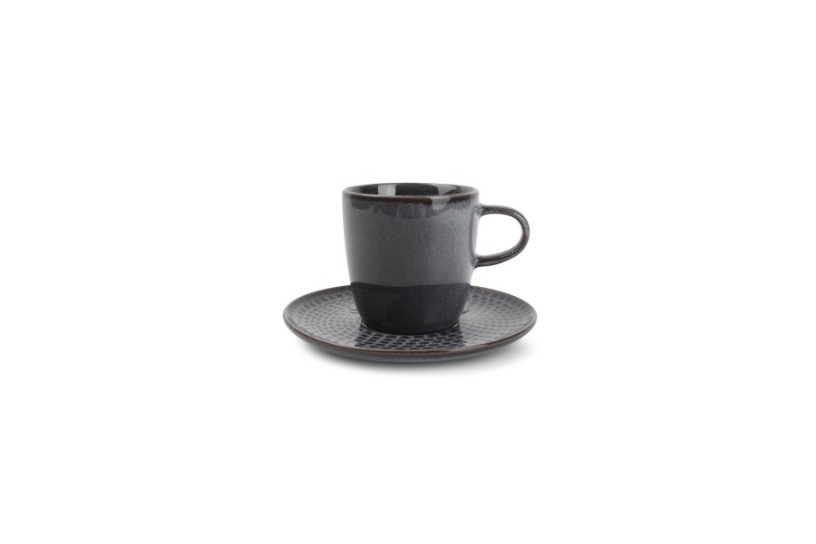 Coffee & Tea Salt&Pepper | Cup 18Cl And Saucer Grey Stitch