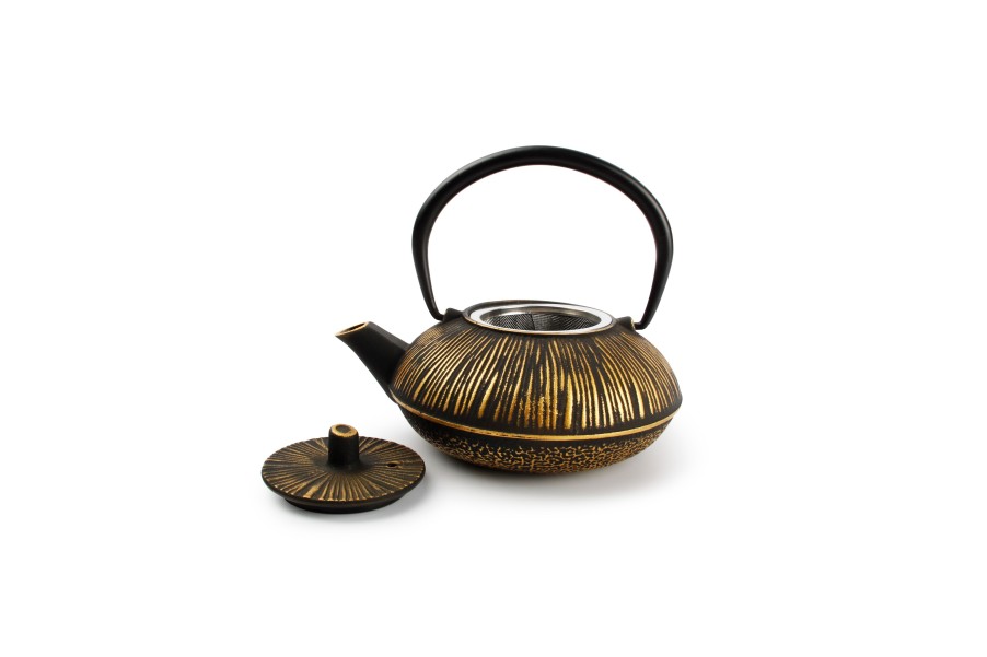 Coffee & Tea Salt&Pepper | Teapot 50Cl Stripes Gold/Black My Tea