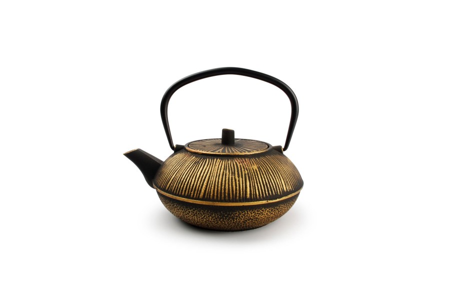 Coffee & Tea Salt&Pepper | Teapot 80Cl Stripes Gold/Black My Tea