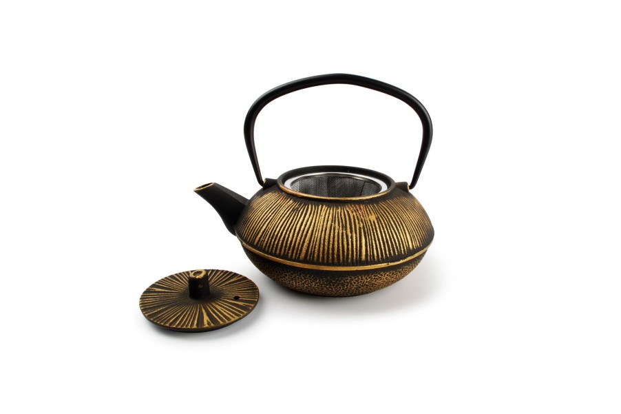 Coffee & Tea Salt&Pepper | Teapot 80Cl Stripes Gold/Black My Tea