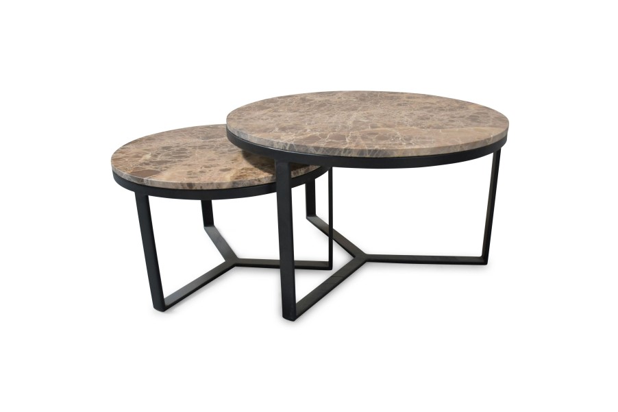 Home & Living Salt&Pepper | Side Table 2 Pieces Marble Brown Maron