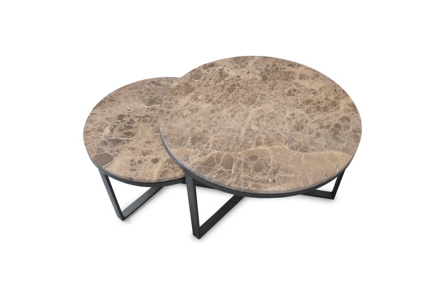 Home & Living Salt&Pepper | Side Table 2 Pieces Marble Brown Maron