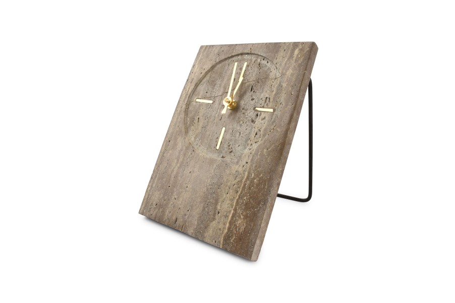 Home & Living Salt&Pepper | Table Clock 16Xh23,5Cm Travertine Grey Zone