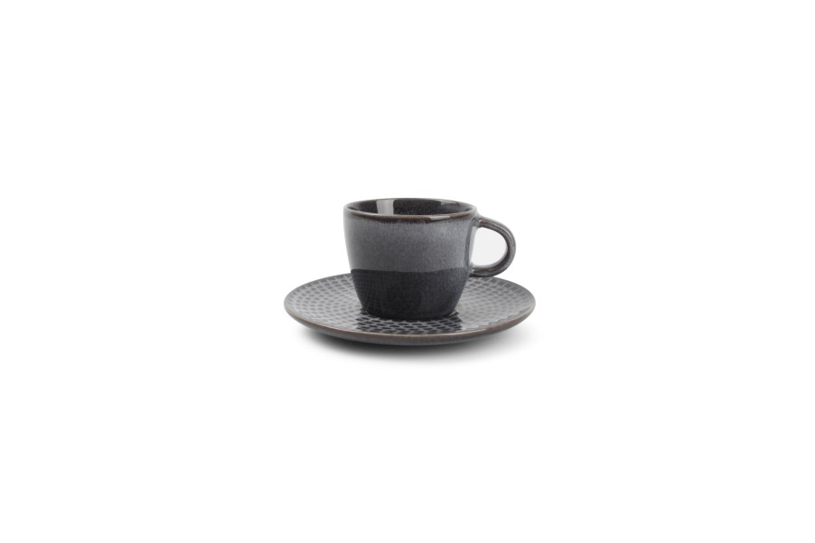 Coffee & Tea Salt&Pepper | Mocha Cup 9Cl And Saucer Grey Stitch